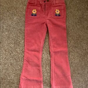 Mini Boden Coral Pink Corduroy Flower Pocket Pants